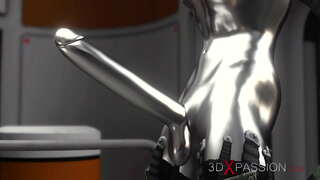 Ngono cyborg anacheza na moto ebony juu ya exoplanet Ngono cyborg anacheza na moto ebony juu ya exoplanet