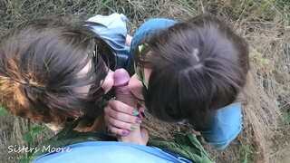 Amuigh faoin aer Blowjob, Cum bhéal, Mar a phógadh - tá mé ag roinnt le mo fhear Céile le mo StepSis, tarraing fear céile &#039; s coileach - POV 3some bj StepSisters Moore